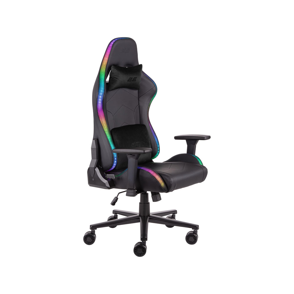 Игровое кресло 2E Gaming OGAMA II RGB, ПУ кожа, 3D-Armrests, чёрный