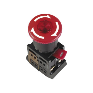 Кнопка IEK ANE22 "Грибок"с фиксацией красный d22мм  240В 1з+1р