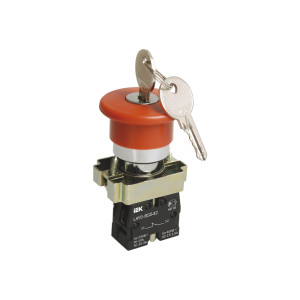 Кнопка IEK LAY5-BS142 Грибок с ключом  крас. d22мм  240В 1р