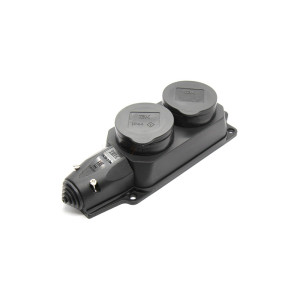 Розетка (колодка) IEK 2-местная РБ32-1-0м с защитными крышками IP44 ОМЕГА