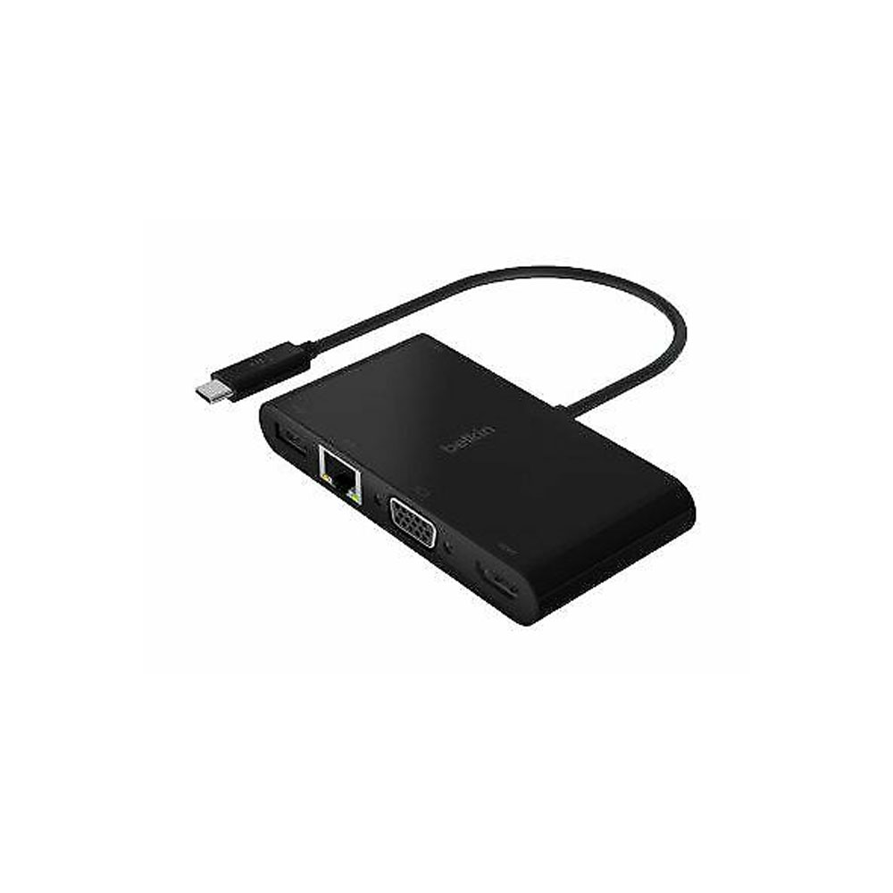 Адаптер Belkin USB-C - Ethernet, HDMI, VGA, USB-A, 100W PD, черный