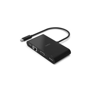 Адаптер Belkin USB-C - Ethernet/HDMI/VGA/USB-A, черный Адаптер Belkin USB-C - Ethernet/HDMI/VGA/USB-A, черный
