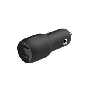 Зарядка от прикуривателя Belkin 24W Dual USB-A, USB-A - Lightning, 1m, black