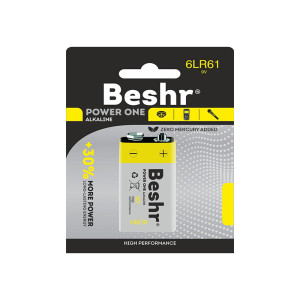 Батарейка BESHR POWER ON ALKALINE  1B 9V 6LR61 9v
