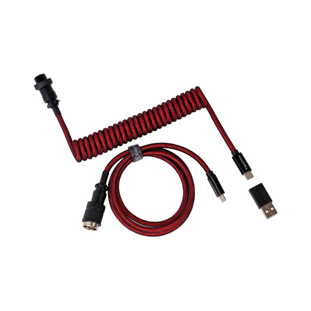 Кабель Keychron Type-A/Type-C Premium Coiled Aviator, Cable-Straight, Red