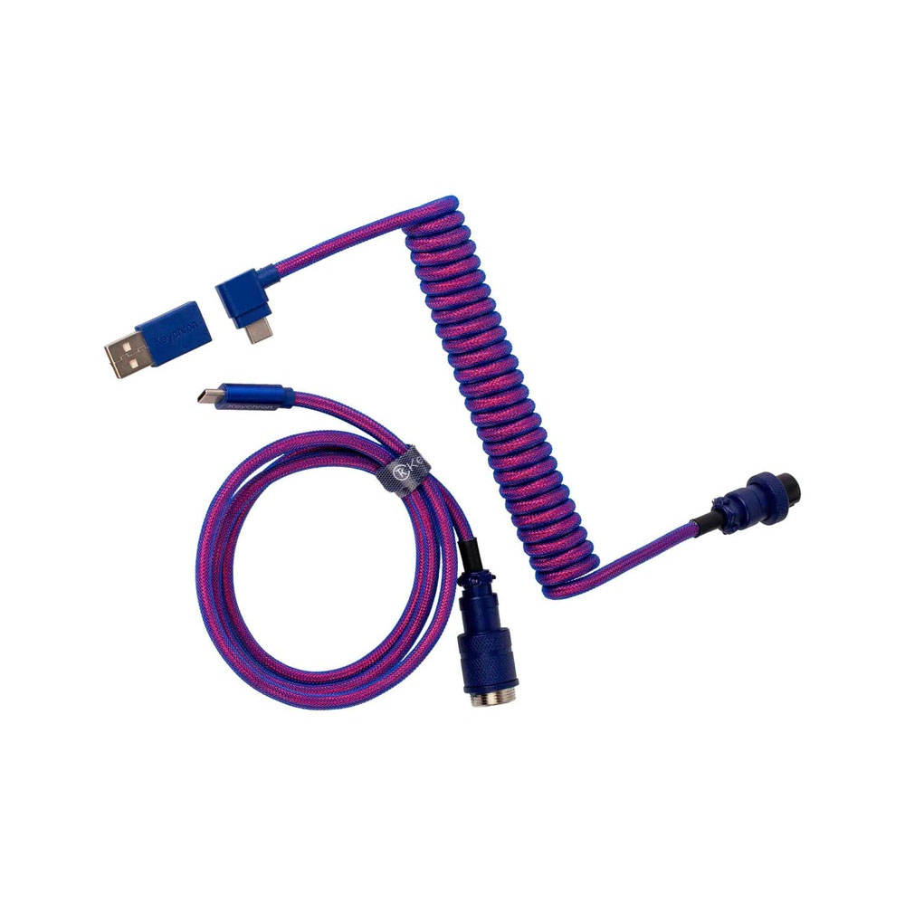 Кабель Keychron Type-A/Type-C Premium Coiled Aviator, Cable-Angled, Purple