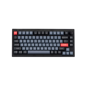 Клавиатура Keychron V1 84Key, Gateron G PRO Blue, USB-A, Hot-Swap, QMK, Knob, EN/UKR, RGB, Frosted Black
