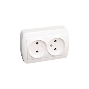 Розетка Demet 2-ная б/з закрытый корпус белый