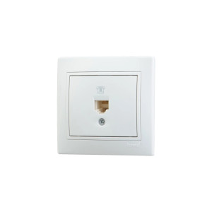 Розетка Lezard Mira телефонная евро белый с белой вставкой 