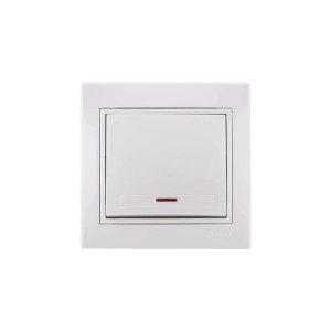 Выключатель Lezard Mira 1кл с подсветкой белый с белой вставкой Выключатель Lezard Mira 1кл с подсветкой белый с белой вставкой