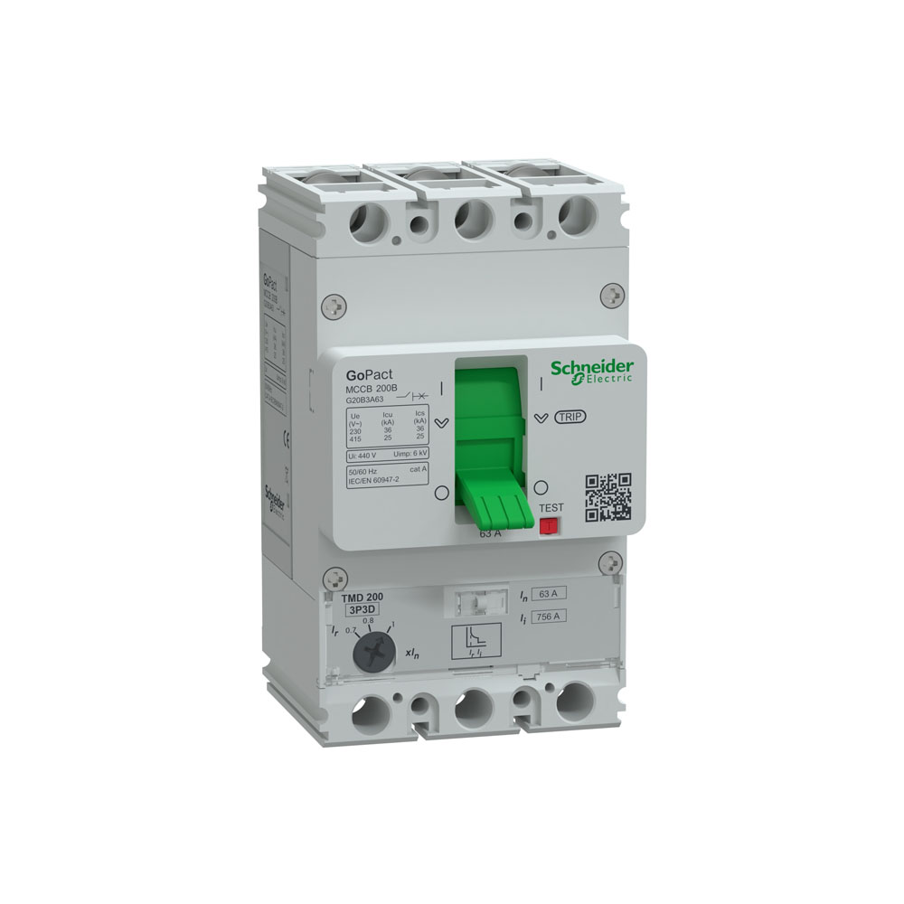 Автоматический выключатель Schneider Electric GoPact 200 3P 63А 25kA 415В AC TMD РТЗ