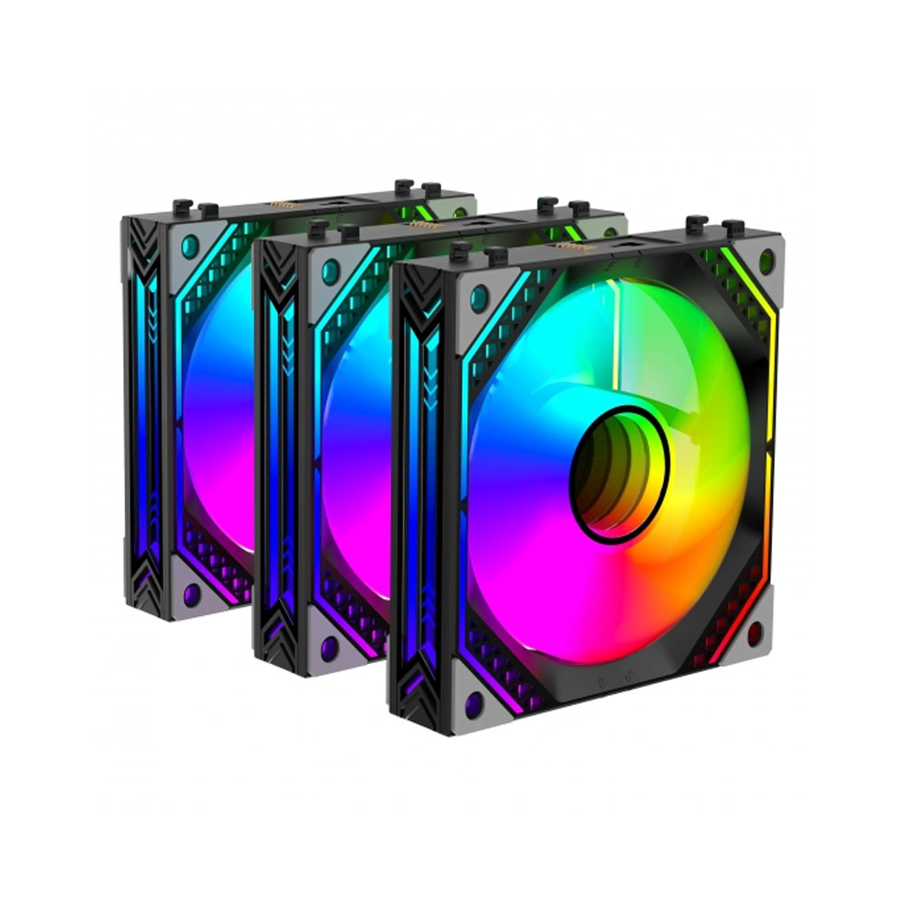 Комплект вентиляторов 2E Gaming Air Cool ACF120MB-ARGB, 3x120мм, 2000rpm, чёрный