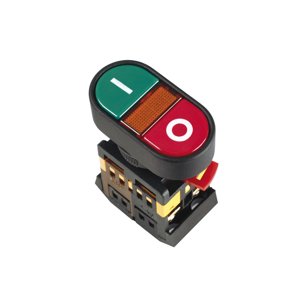 Кнопка IEK APВВ-22N Пуск-Стоп d22мм неон/240В 1з+1р