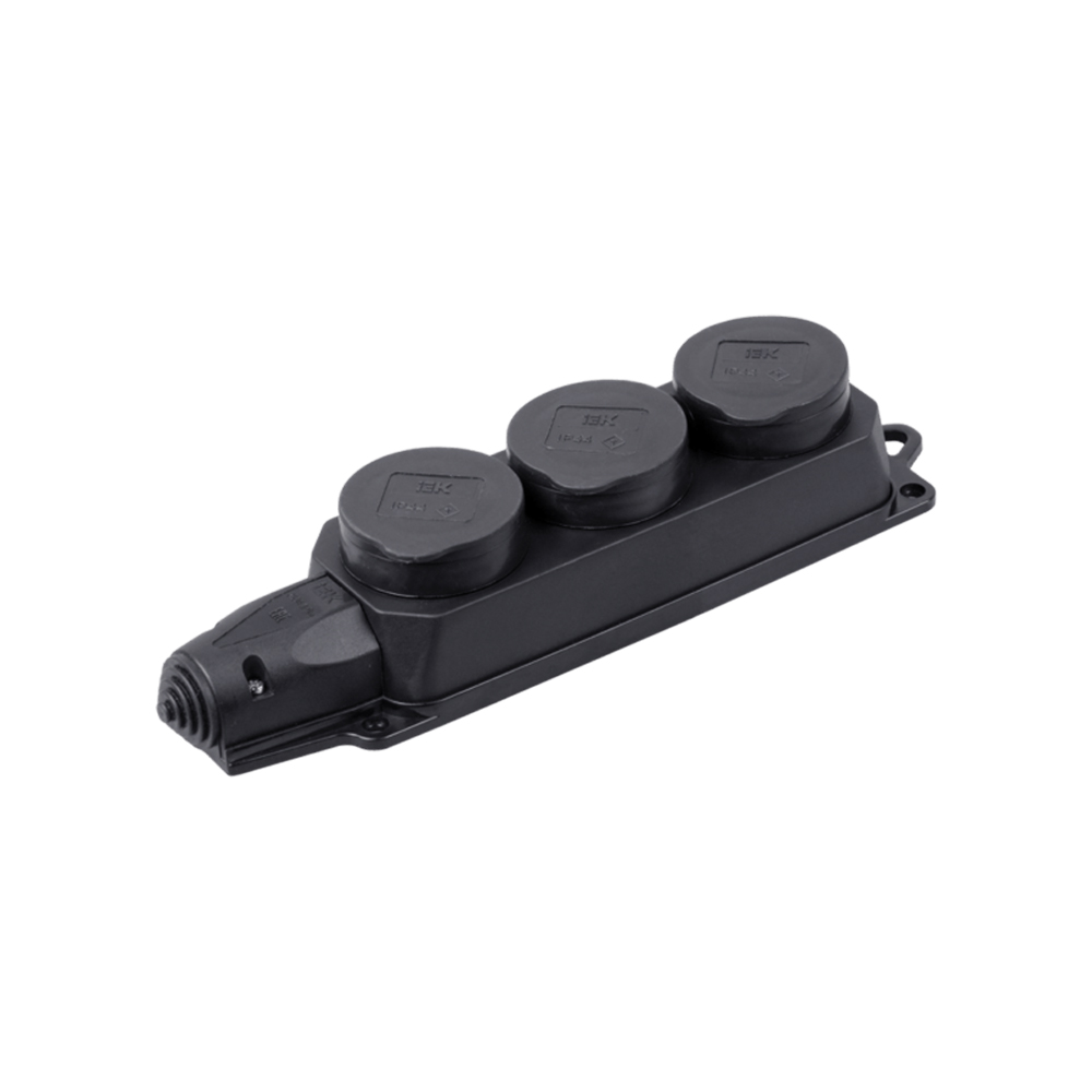 Розетка (колодка) IEK 3-местная РБ33-1-0м с защитными крышками IP44 ОМЕГА