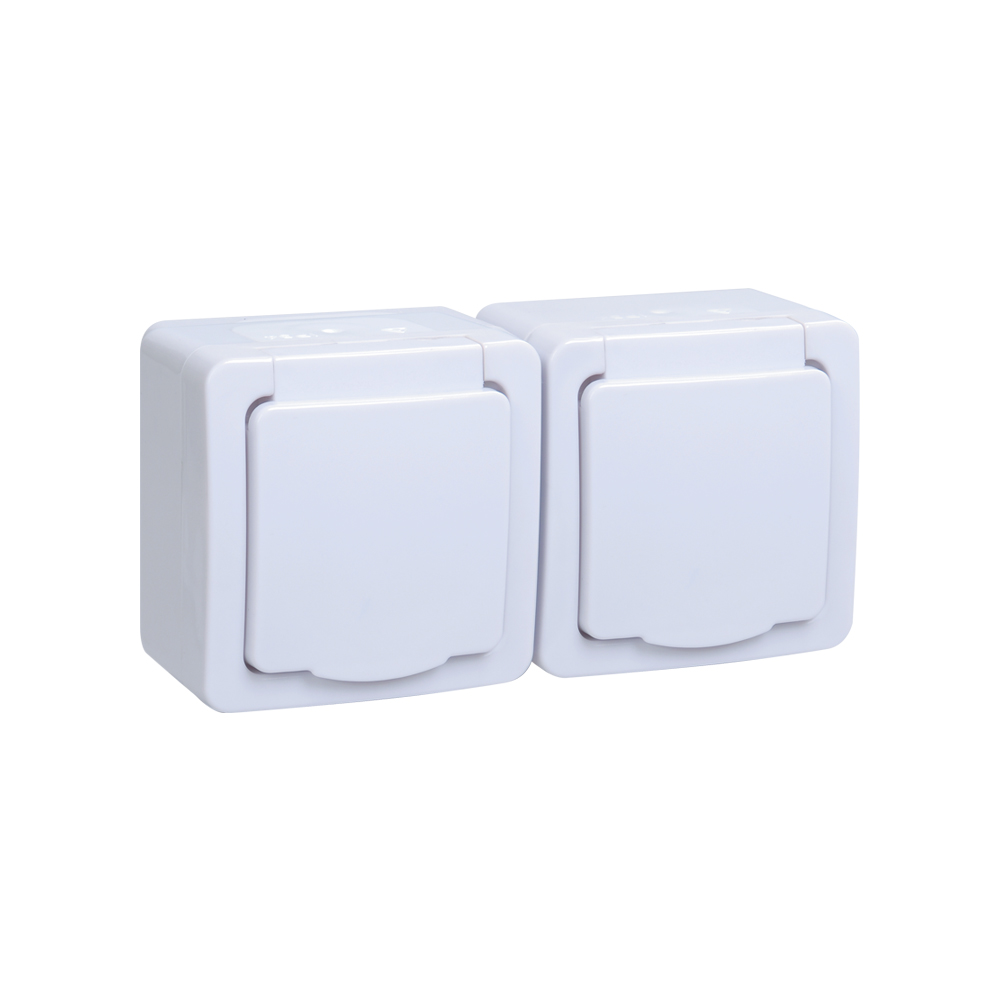 Розетка 2-местная IEK РСб22-3-ГПБб с заземляющим контактом ГЕРМЕС PLUS