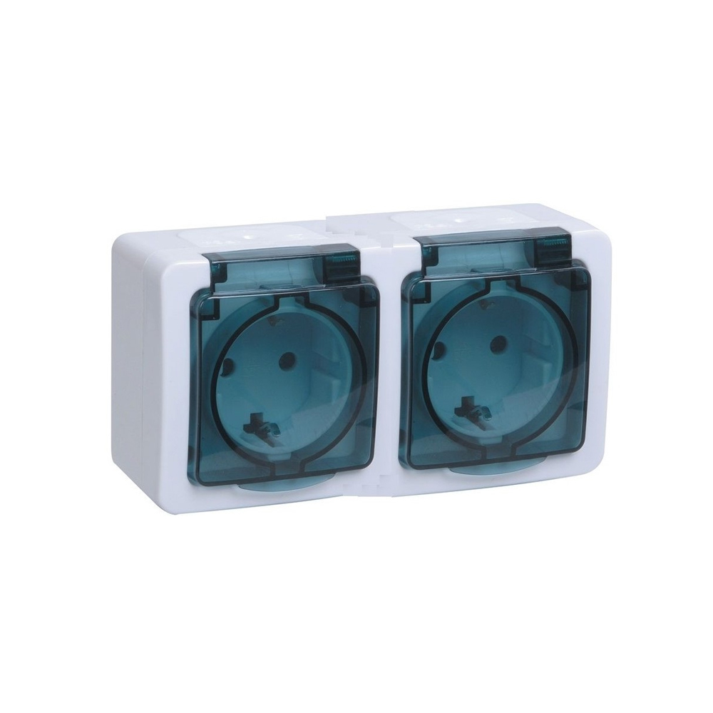 Розетка 2-местная IEK РСб22-3-ГПБд с заземляющим контактом ГЕРМЕС PLUS