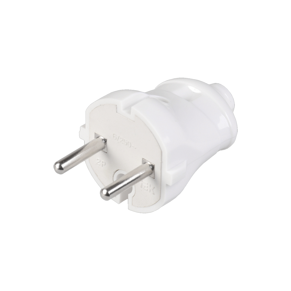 Вилка разборная прямая IEK ВПп20-01-Ст без заземляющим контактом 16А белая