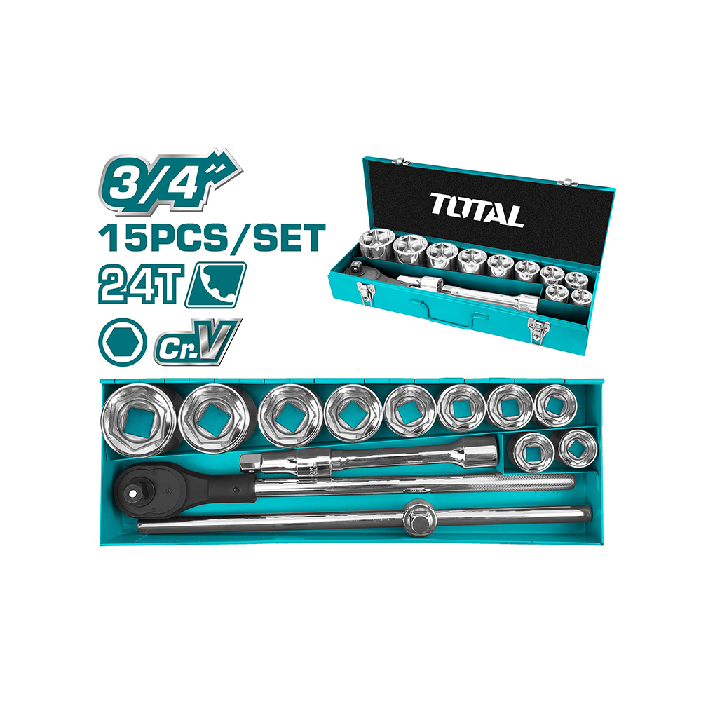 Набор головок DR 3/4. 15 шт TOTAL THT341151