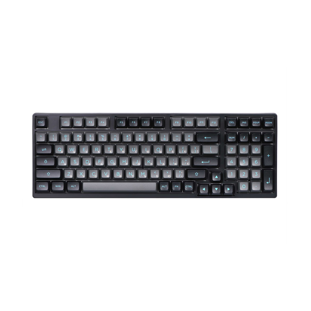 Клавиатура Akko 3098B Black&Cyan 98Key, CS Jelly White, BT/WL/USB-A, Hot-swappable, EN/UKR, RGB, Черный