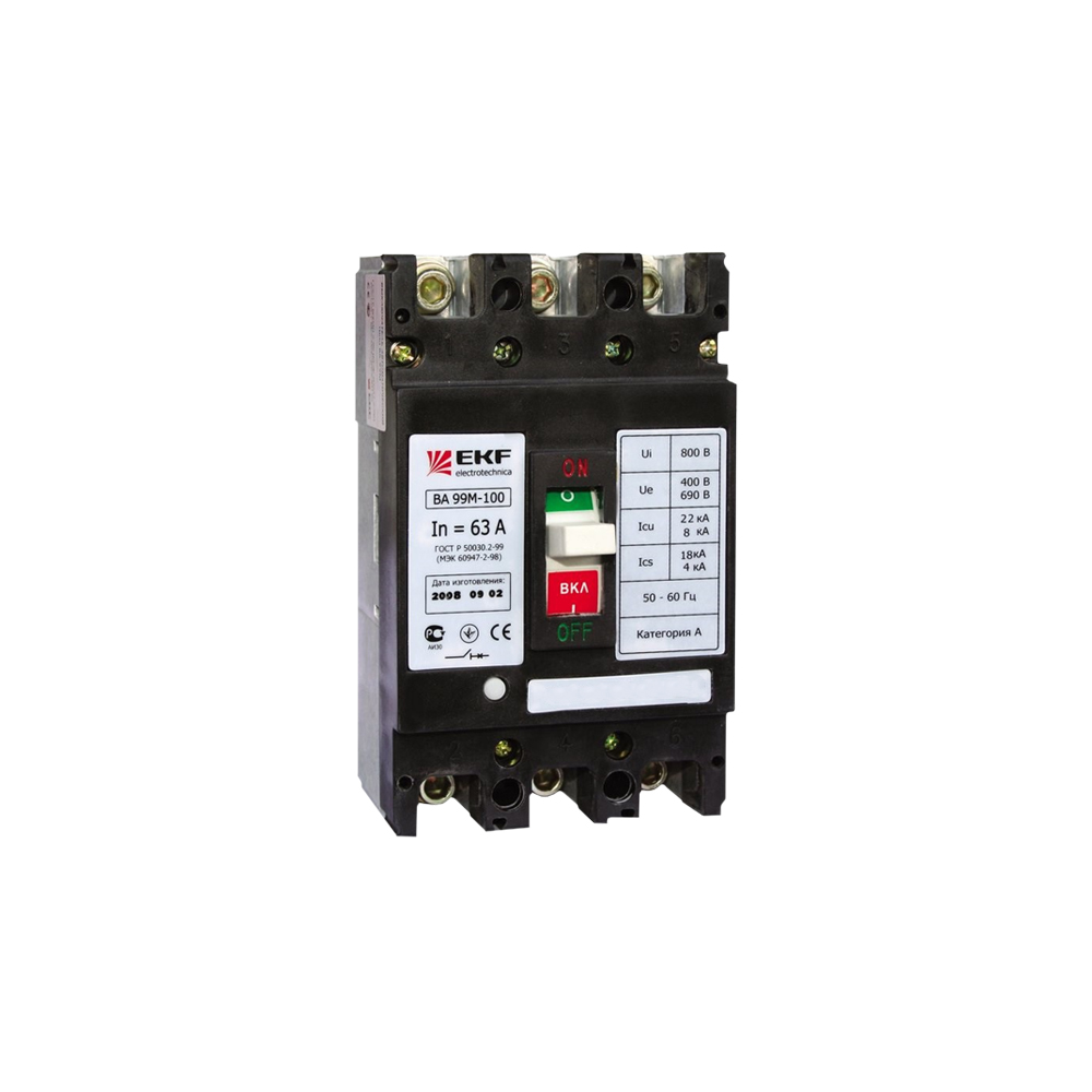 Автомат выключатель силовой EKF mccb99-100-100m 100/100A