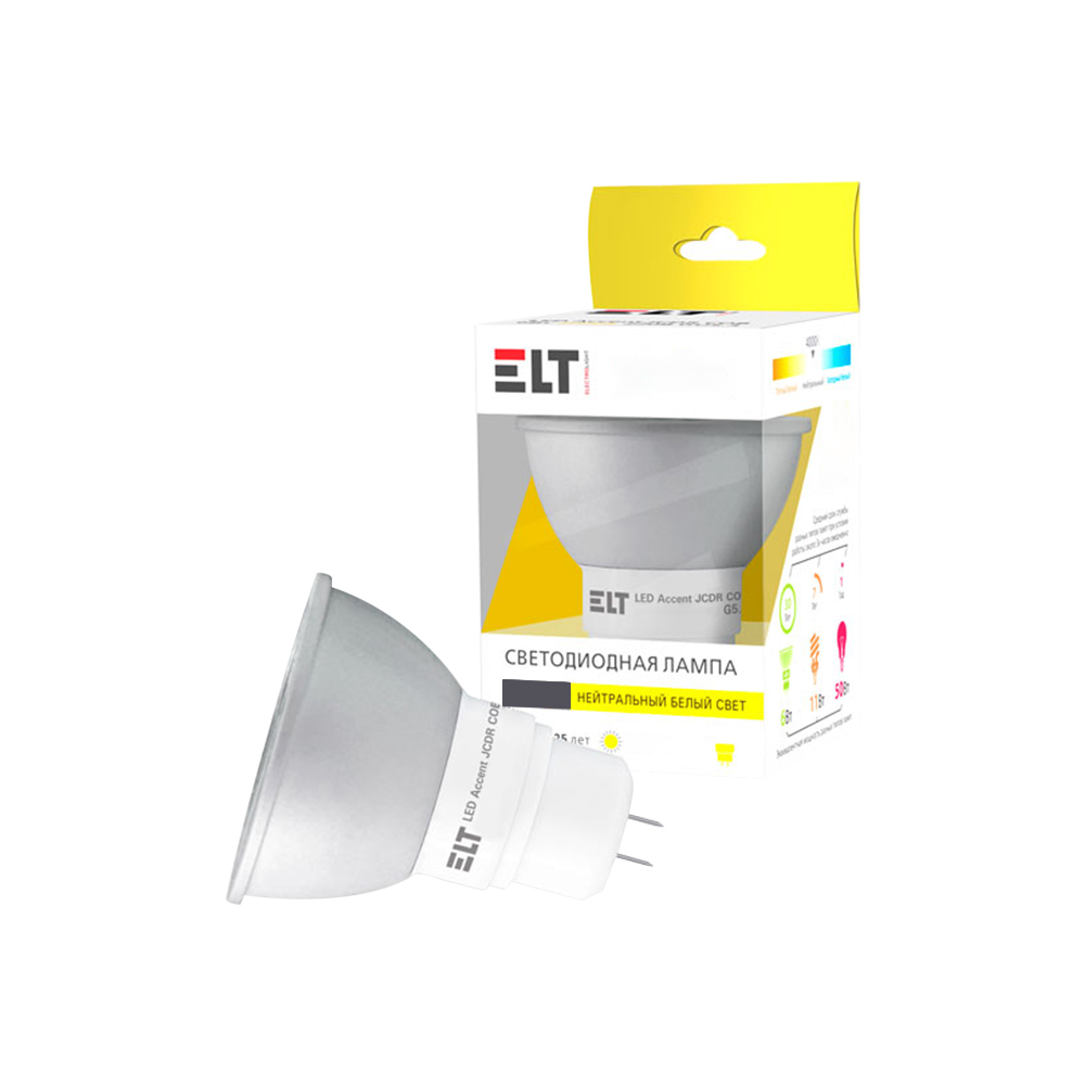 Светодиодная лампа LED ACCENT JCDR COB 6W GU10 6000К ELT