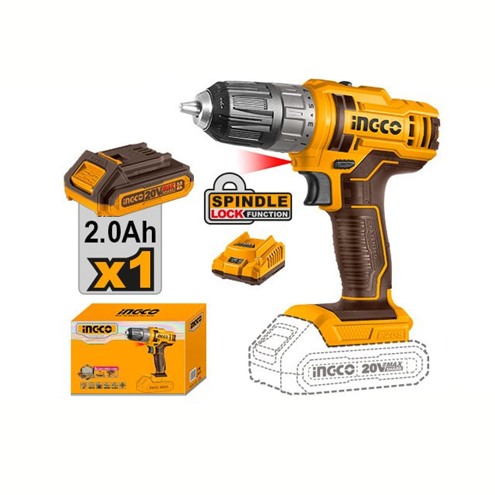 Аккумуляторная дрель-шуруповерт INGCO CDLI200518