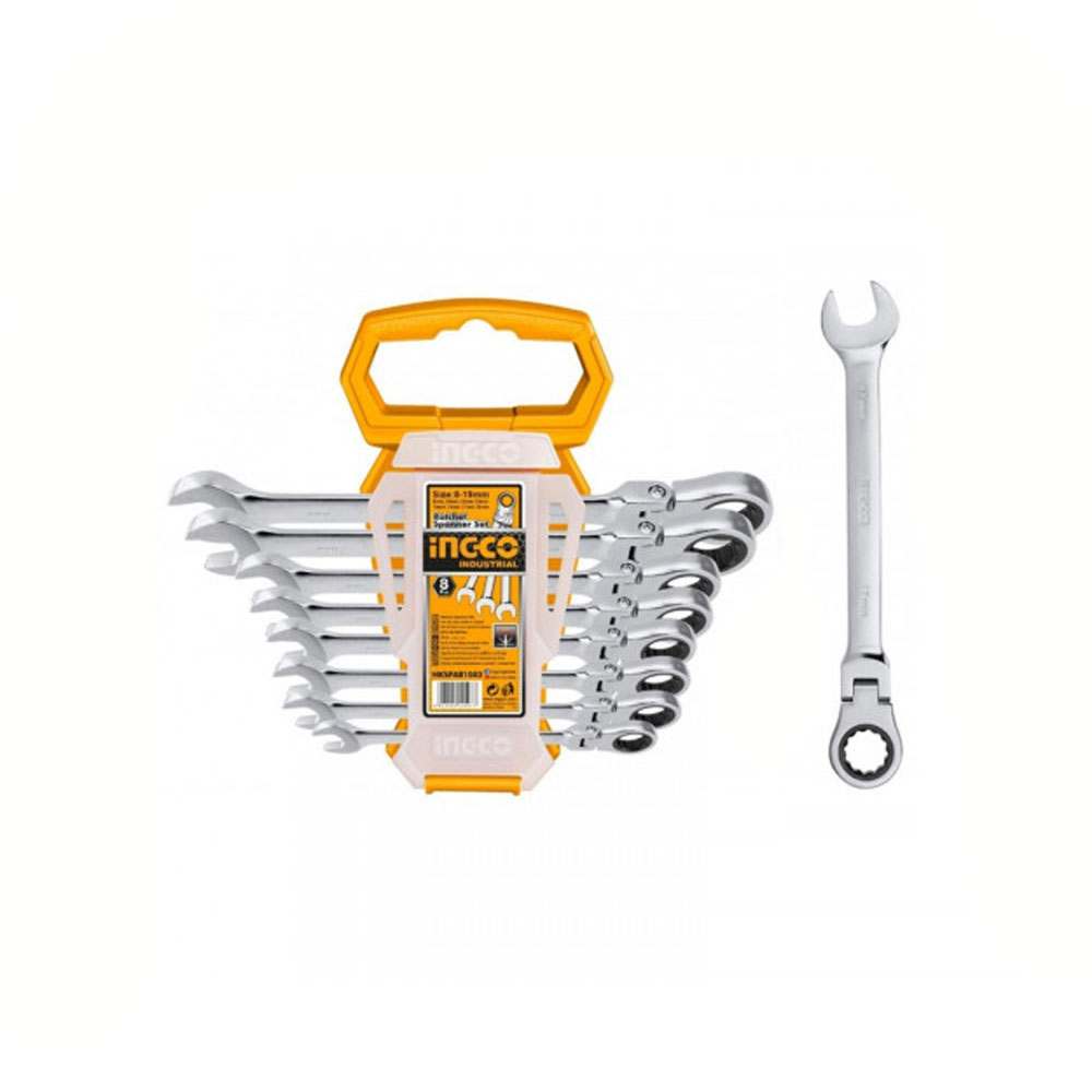 Набор комбинированных гаечных ключей с трещоткой INGCO HKSPAR1083