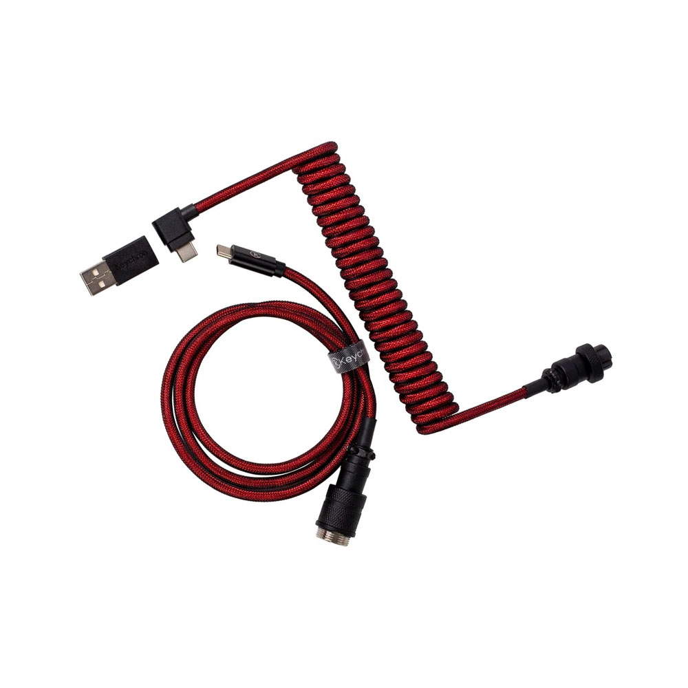 Кабель Keychron Type-A/Type-C Premium Coiled Aviator, Cable-Angled, Red
