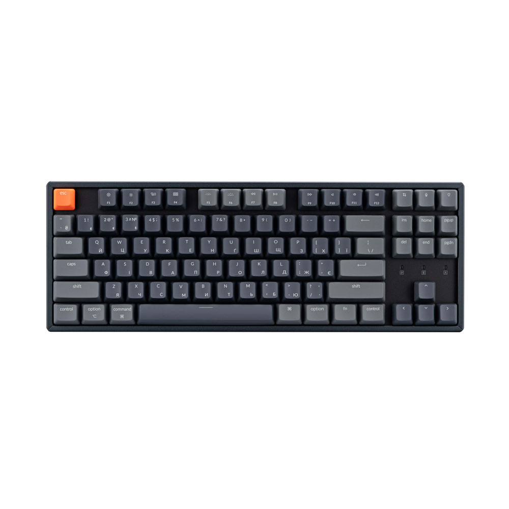 Клавиатура Keychron K8 87Key, Gateron G Pro Blue, Hot-Swap, Aluminum Frame, BT/USB-A, EN/UKR, RGB, Black