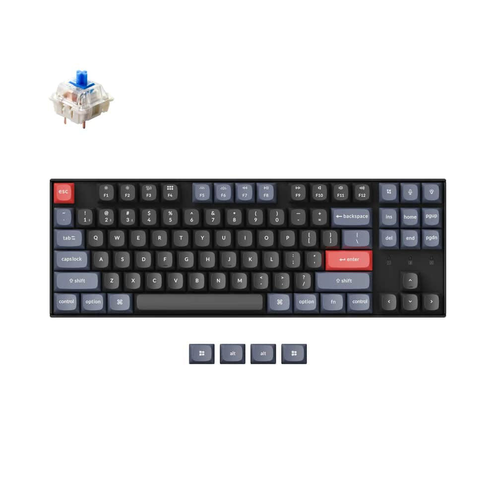 Клавиатура Keychron K8 87Key, Gateron G Pro Blue, Hot-Swap, BT/USB-A, EN/UKR, White Led, Черный