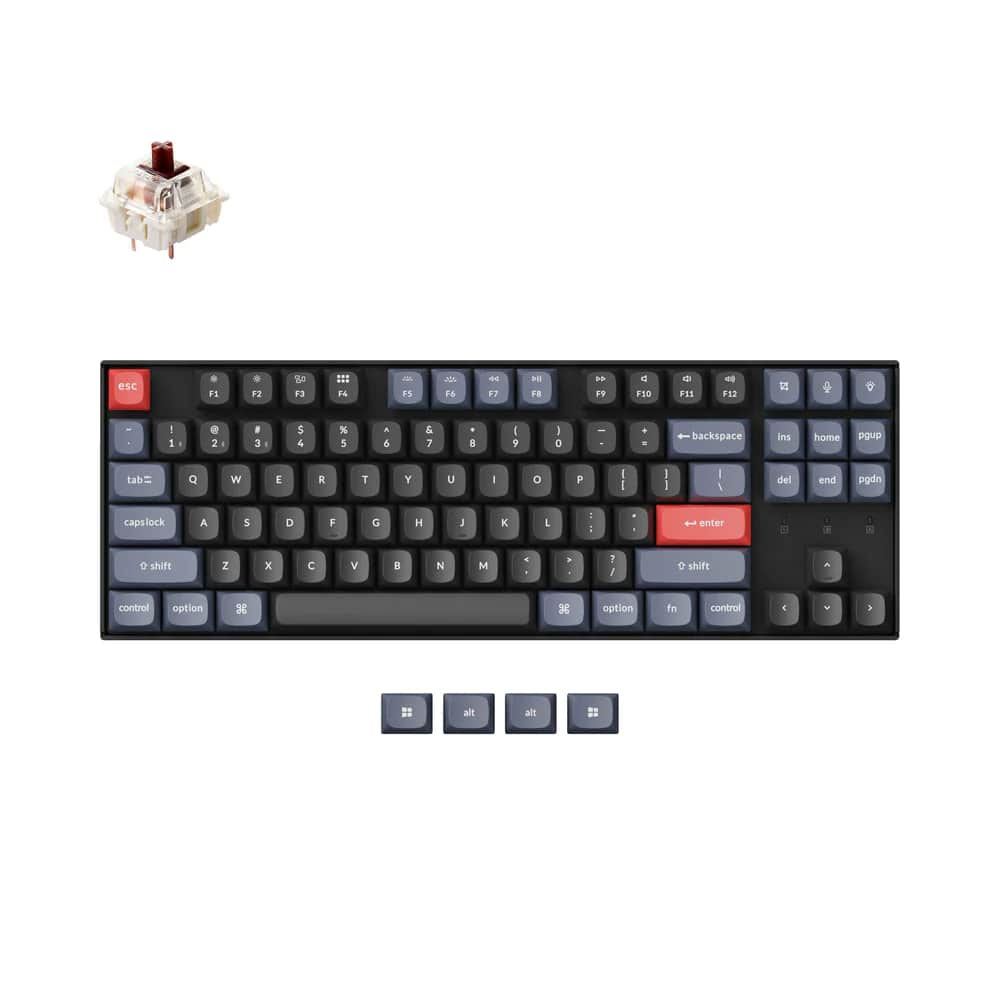 Клавиатура Keychron K8 87Key, Gateron G Pro Brown, Hot-Swap, BT/USB-A, EN/UKR, White Led, Черный