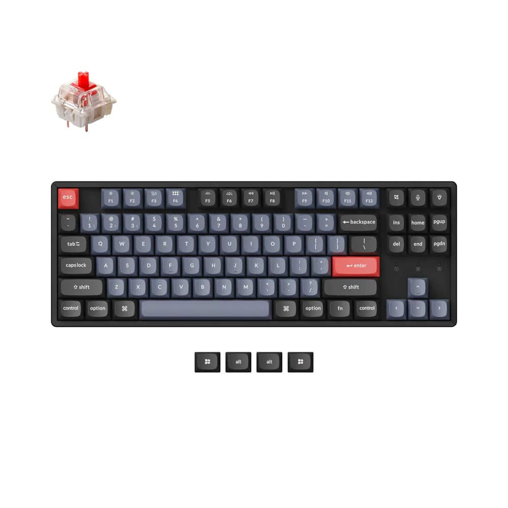 Клавиатура Keychron K8 87Key, Gateron G Pro Red, Hot-Swap, Aluminum Frame, BT/USB-A, EN/UKR, RGB, Черный