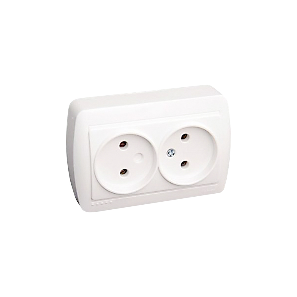 Розетка Demet 2-ная б/з закрытый корпус белый