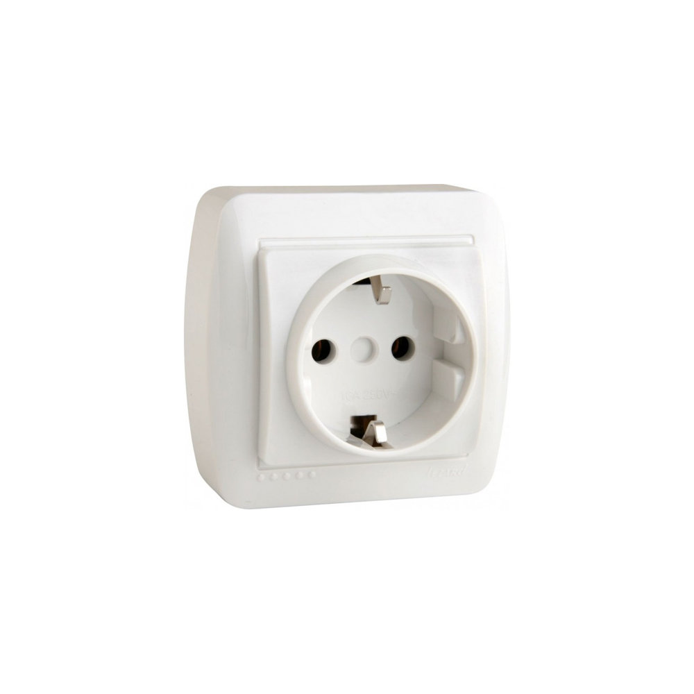 Розетка Demet 1-ная с/з белый Lezard