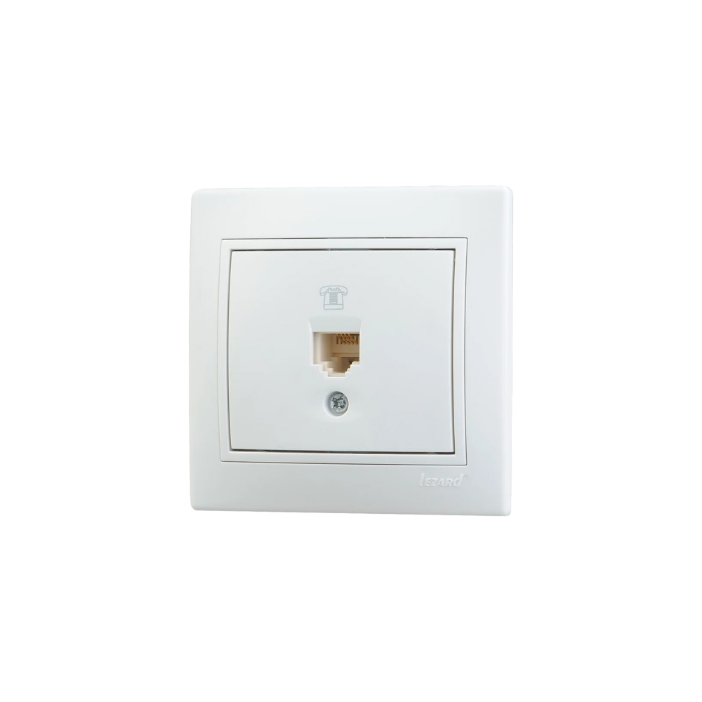 Розетка Lezard Mira телефонная евро белый с белой вставкой