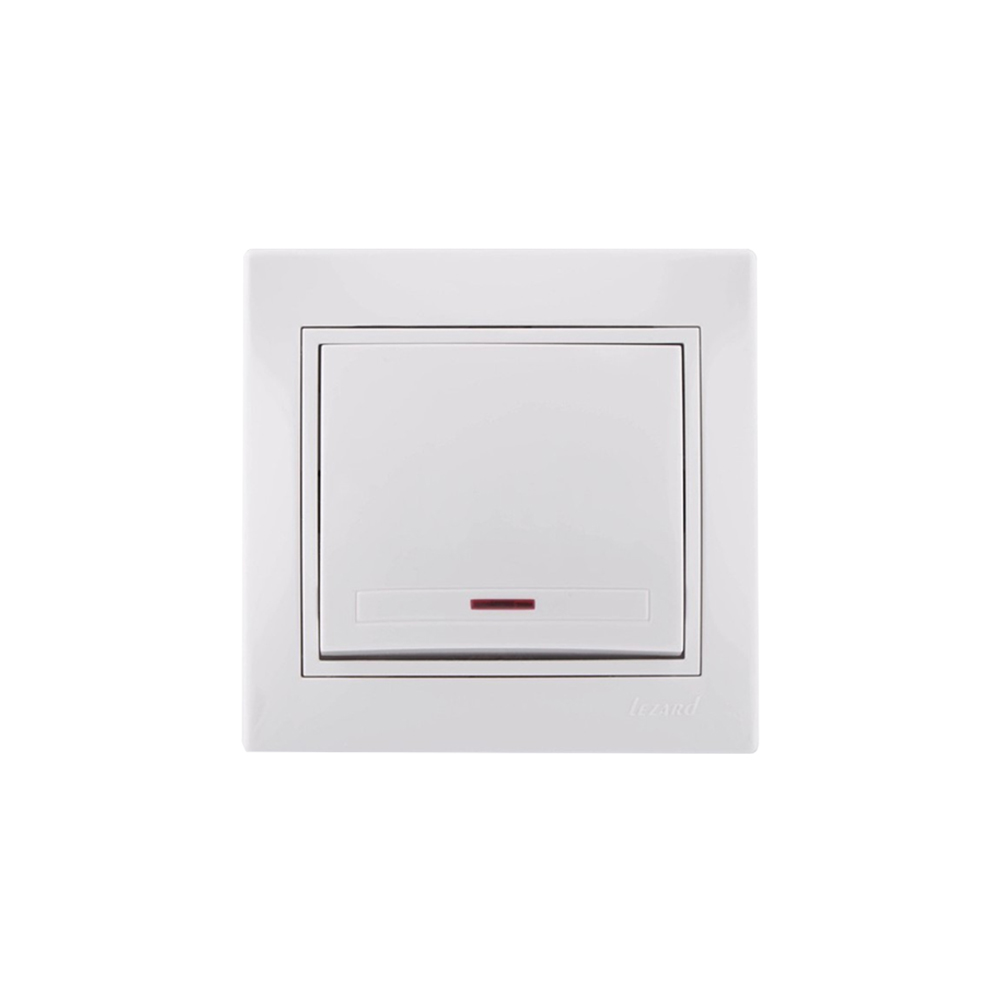 Выключатель Lezard Mira 1кл с подсветкой белый с белой вставкой
