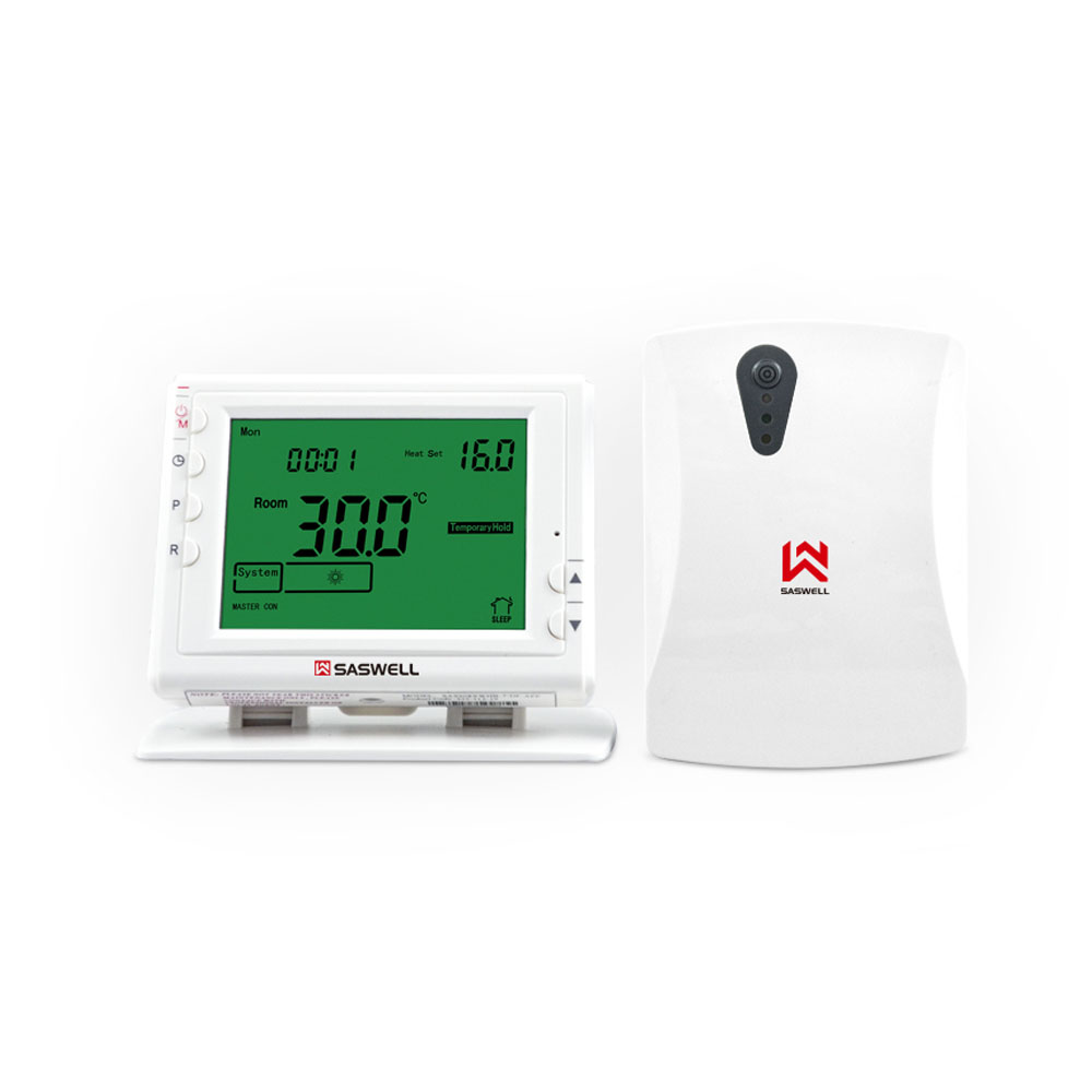 Термостат с ЖК экраном недельная программа для котлов SASWELL SAS908XWHB-7-RF-APP белый