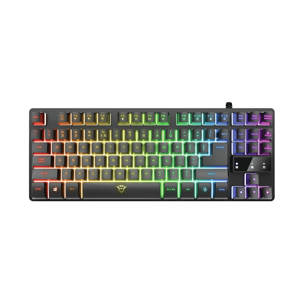Клавиатура мембрана Trust GXT 833 Thado TKL 87Key, USB-A, EN/RU, Led, Black