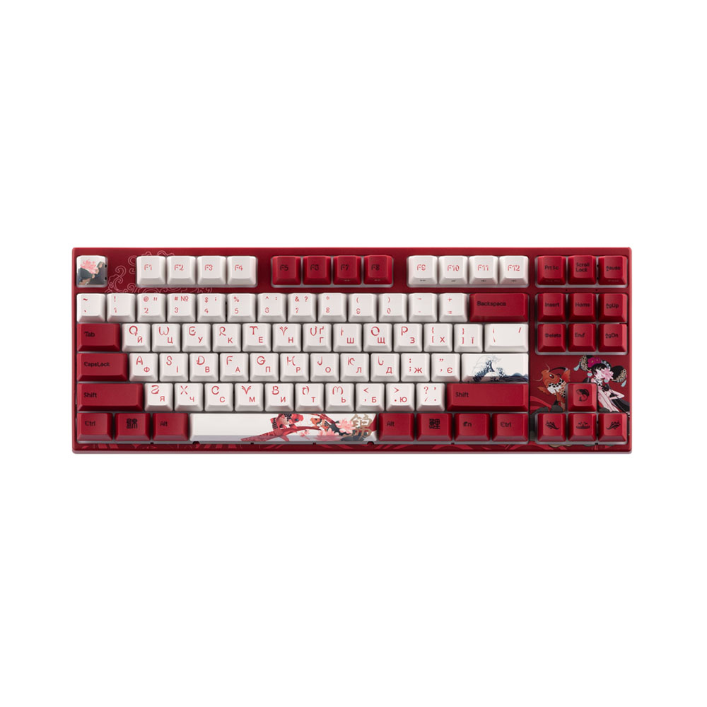 Клавиатура Varmilo VEM87 Koi 87Key, EC V2 Sakura, USB-A, EN/UKR, White Led, Красный